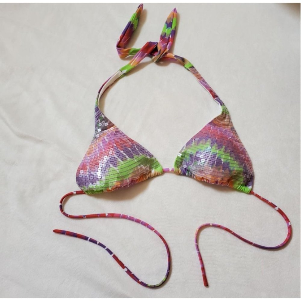 Victoria's Secret Rainbow Sequin String Bikini To… - image 1